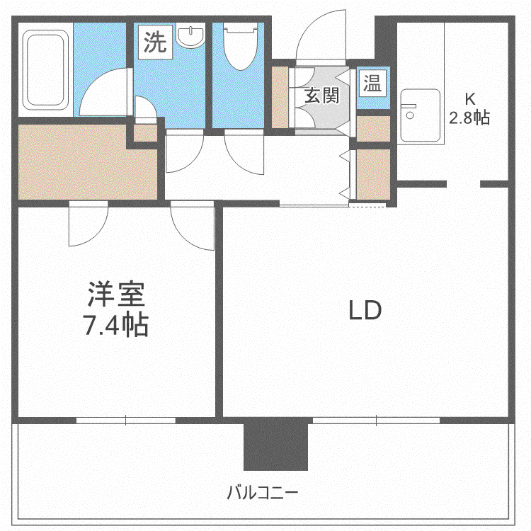 ビッグパレス南5条(1LDK/8階)の間取り写真