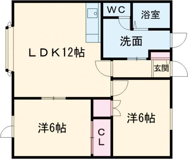 エバーホープ A(2LDK/1階)の間取り写真
