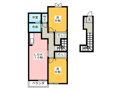 アンジェリック(2LDK/2階)の間取り写真