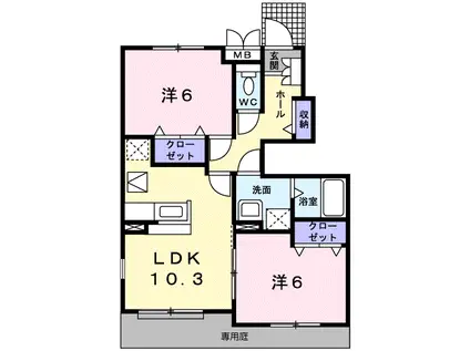レットル・ダムール III(2LDK/1階)の間取り写真