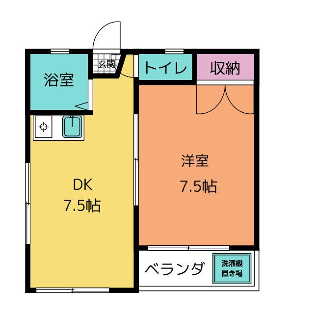 マイルーム多摩(1DK/2階)の間取り写真