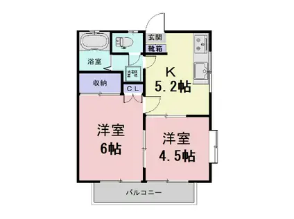 ウエスタンハイツ(2K/2階)の間取り写真