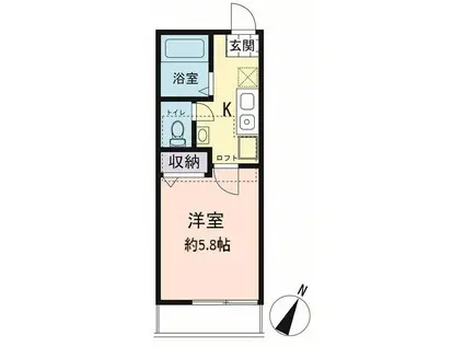 HILL DI CASA白楽(1K/2階)の間取り写真