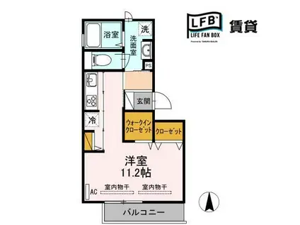CREA桜町 A棟(ワンルーム/2階)の間取り写真