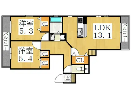 RE-STYLE(2LDK/3階)の間取り写真