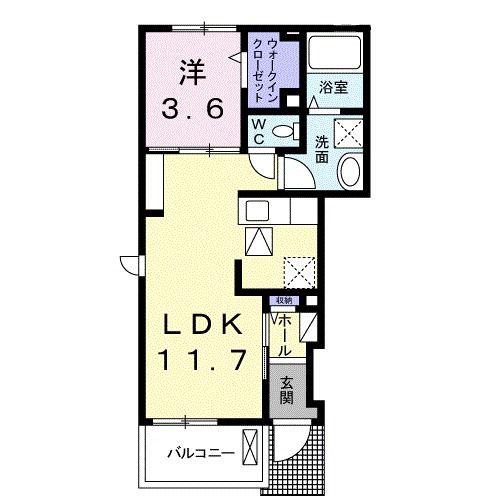 アクエルド(1LDK/1階)の間取り写真
