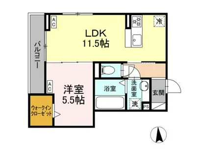 D-CRINUM 本田町(1LDK/3階)の間取り写真