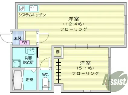 カーサ フェリシア長町南(1LDK/1階)の間取り写真
