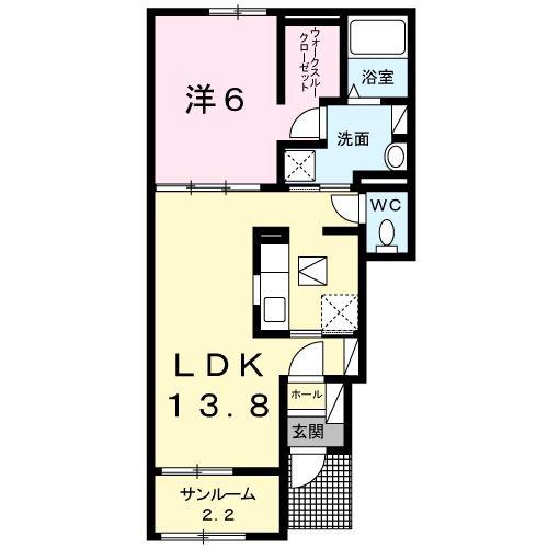 カーサ エスペランサ(1LDK/1階)の間取り写真