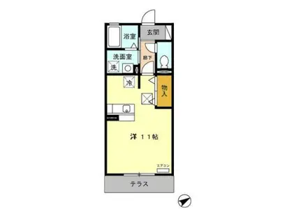 モナリエ晩田(ワンルーム/1階)の間取り写真