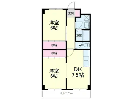 LUCE天王(2DK/2階)の間取り写真