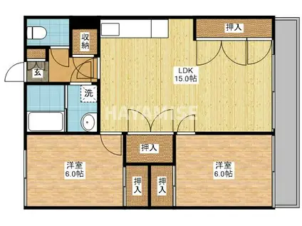 東長崎ハイツ(2LDK/5階)の間取り写真