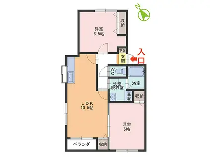 パルサー・ユウ(2LDK/1階)の間取り写真