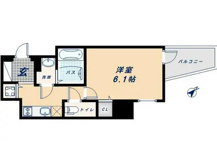 ララプレイス難波シエール(1K/13階)の間取り写真