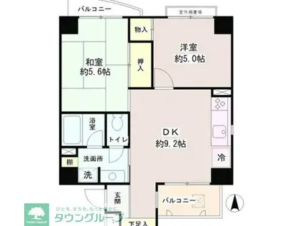 パーク・ノヴァ亀戸(2DK/4階)の間取り写真