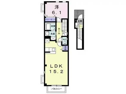 プラタ エムI(1LDK/2階)の間取り写真