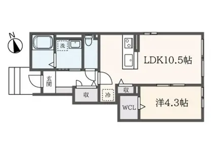 月見ハイム(1LDK/1階)の間取り写真
