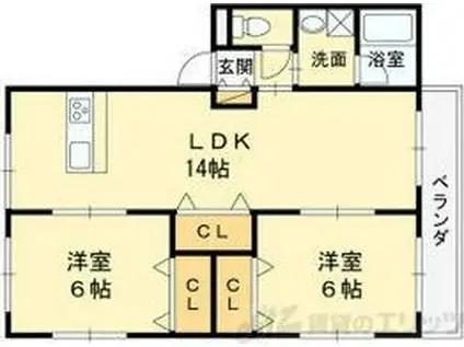 サンメゾン(2LDK/1階)の間取り写真