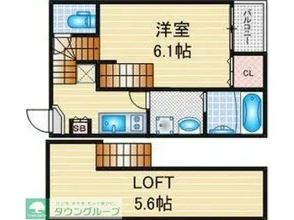 ハーモニーテラス大宝II(1K/1階)の間取り写真