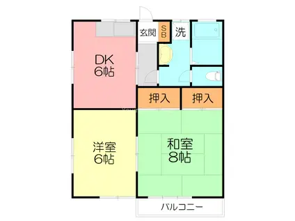 もちづきぱぁーとIII(2DK/2階)の間取り写真