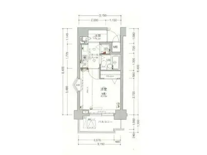 エクセリア世田谷上町(1K/4階)の間取り写真