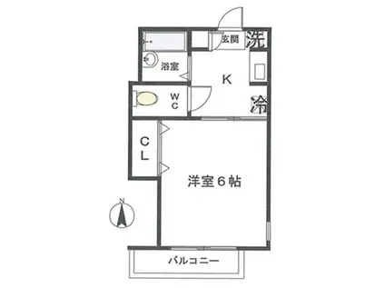 カインドプレイス(1K/1階)の間取り写真