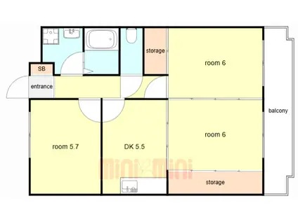 グリーンハイツサン(3DK/2階)の間取り写真