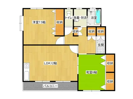 ガーデンコート松葉(2LDK/3階)の間取り写真