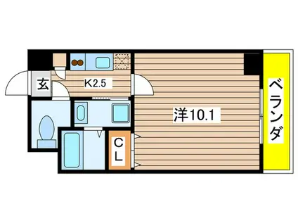 ヒルズストーン徳重(1K/4階)の間取り写真
