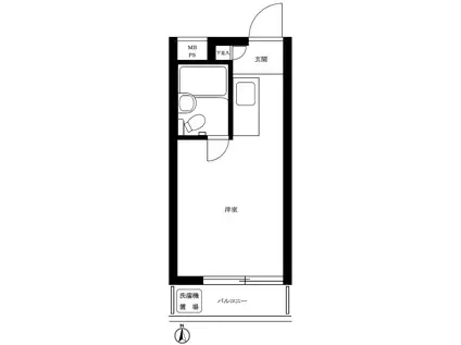 クリスタル笹塚パート1(ワンルーム/2階)の間取り写真
