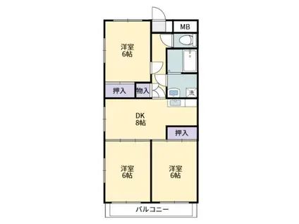 ハイツシャローム(3DK/1階)の間取り写真