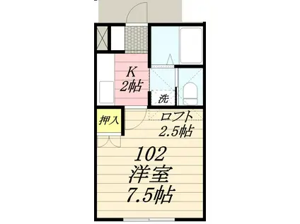 サンハイツ(1K/1階)の間取り写真