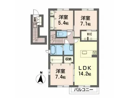 マ・メゾン II(3LDK/1階)の間取り写真