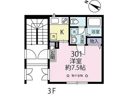 サンモリッツ(1K/3階)の間取り写真