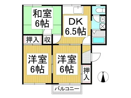アトゥレくらいし S棟(3DK/2階)の間取り写真