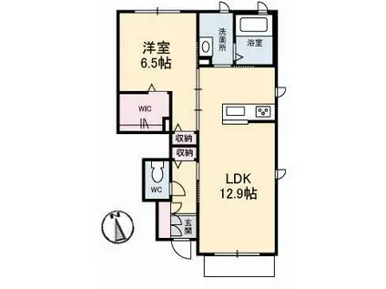 フェリオ(1LDK/1階)の間取り写真