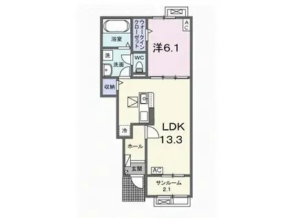 ジュピターII(1LDK/1階)の間取り写真