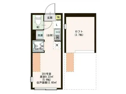 LUCIOLE(ワンルーム/2階)の間取り写真