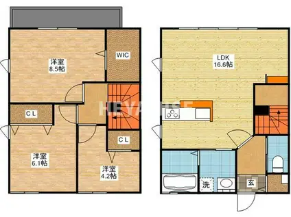 カーサS(3SLDK/1階)の間取り写真
