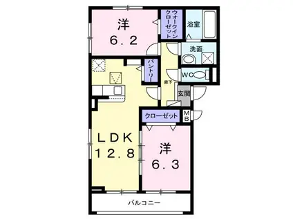 ソレイユ茨木(2LDK/1階)の間取り写真
