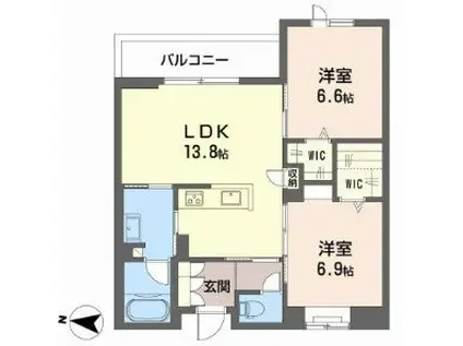 シャーメゾン ジー コート ホウゼンジ(2LDK/2階)の間取り写真