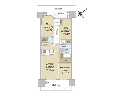 リバーガーデンシティさくらの丘A棟(3LDK/6階)の間取り写真