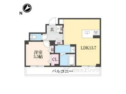 エアフォルク河原(1LDK/2階)の間取り写真