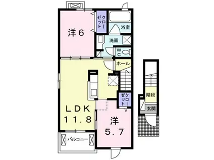 PALETTEI(2LDK/2階)の間取り写真