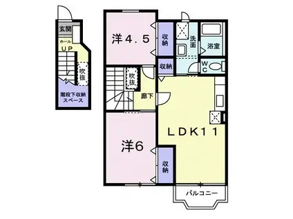 パルクアベニューウエスト(2LDK/2階)の間取り写真