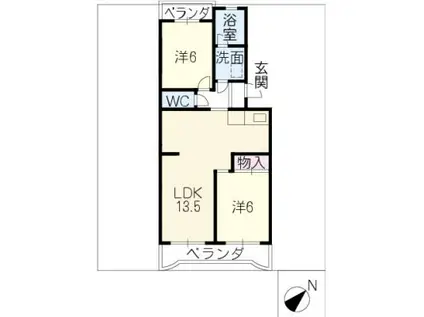 サマーブリーズII(2LDK/4階)の間取り写真