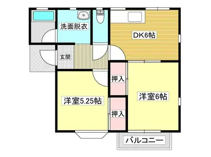 フジハイツB棟(2DK/2階)の間取り写真