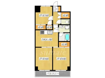 サンライフ浮間(3DK/1階)の間取り写真