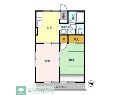 ヴェルデめいわB(2DK/1階)の間取り写真