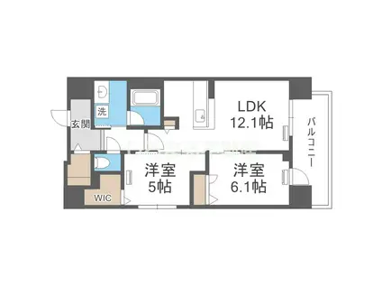 IBC RESIDENCE ウエスト(2LDK/11階)の間取り写真